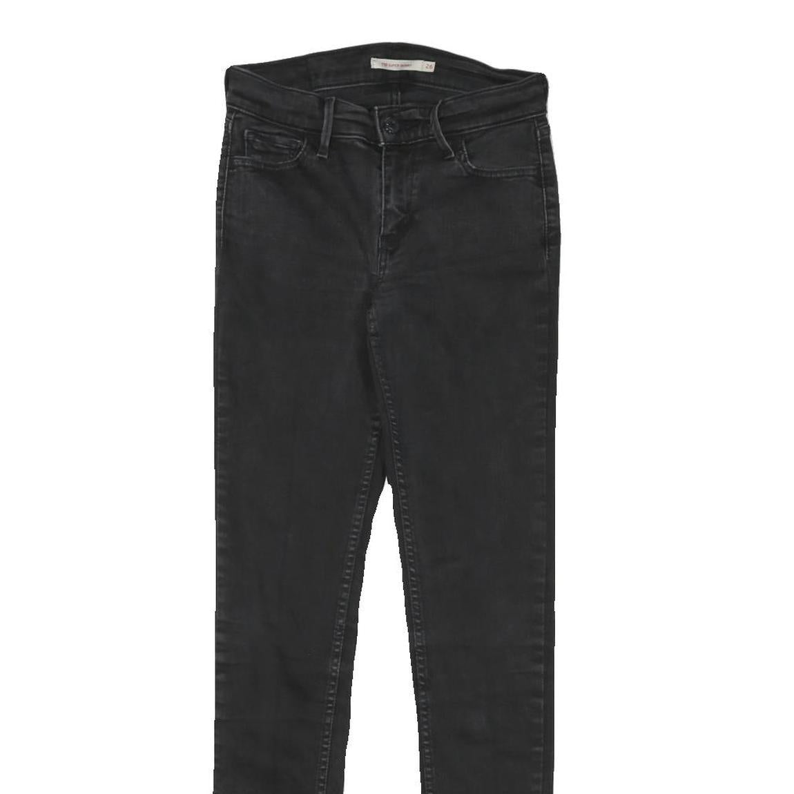 LEVI'S 710 Womens Jeans Black Slim Skinny Denim W24 L29 Stretch Zip Fastening