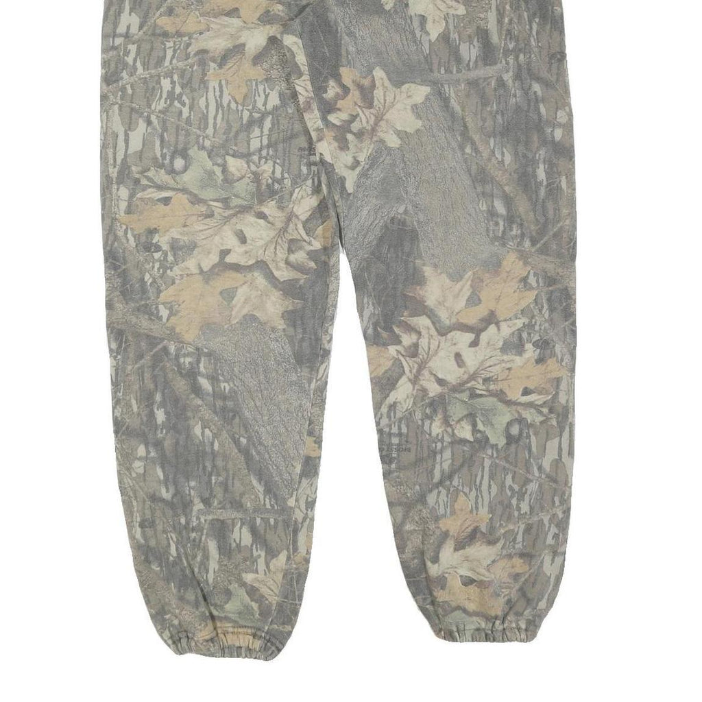 JERZEES Mens Joggers Green Camouflage XL W34 L32 Cotton Blend Relaxed Tapered