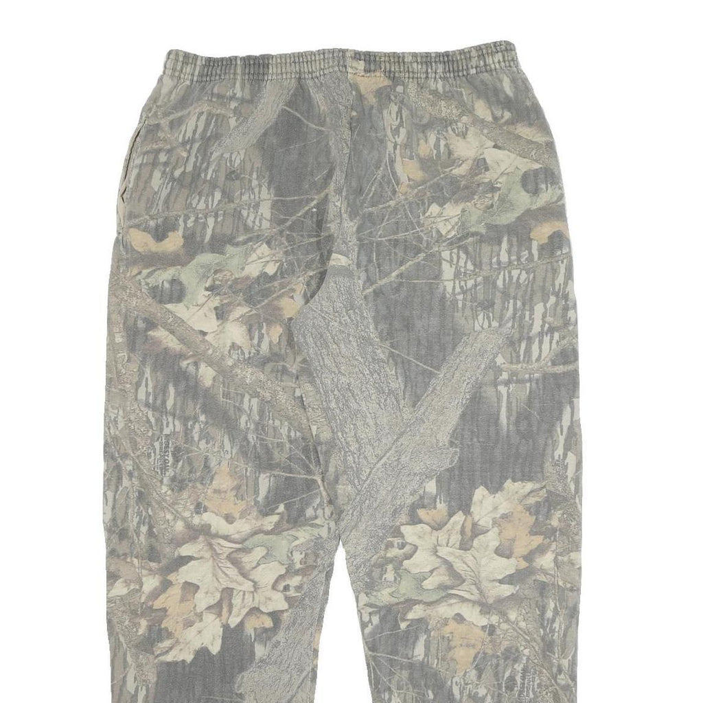 JERZEES Mens Joggers Green Camouflage XL W34 L32 Cotton Blend Relaxed Tapered