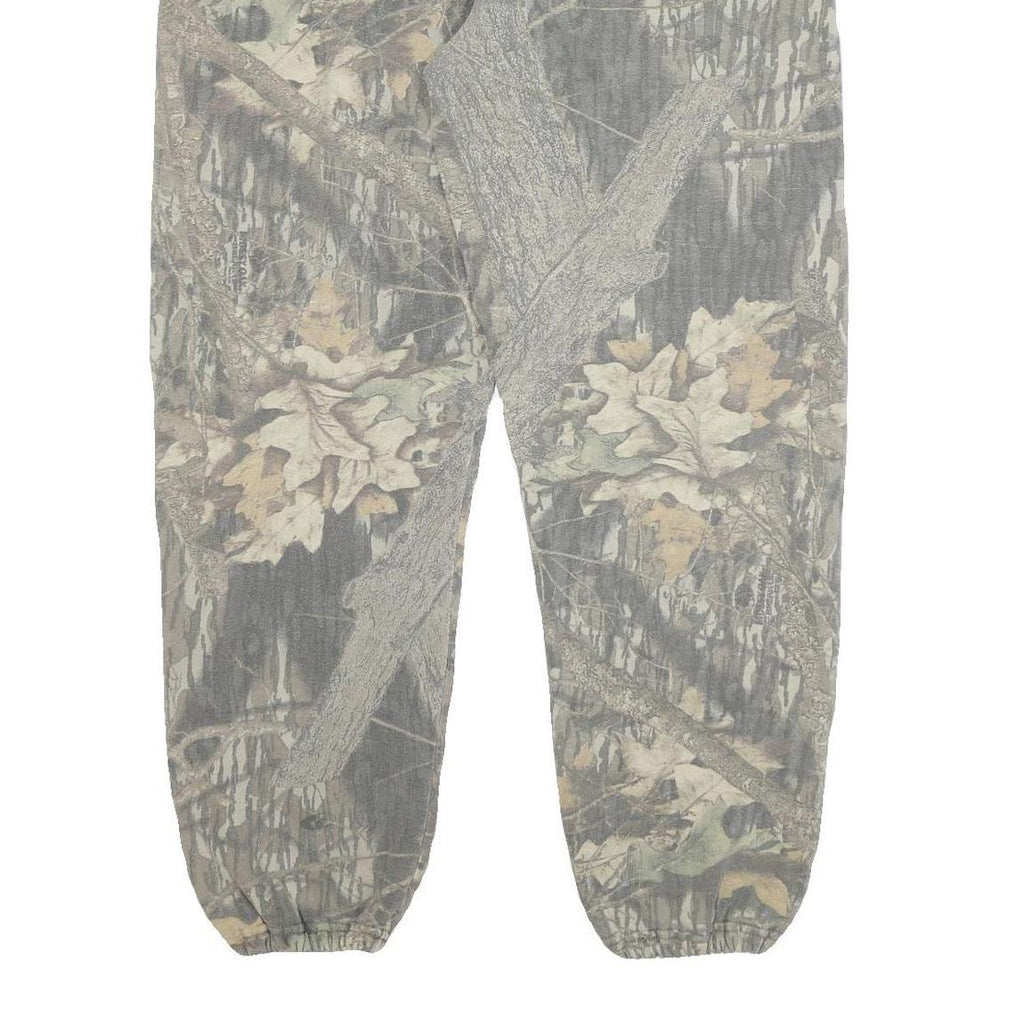 JERZEES Mens Joggers Green Camouflage XL W34 L32 Cotton Blend Relaxed Tapered