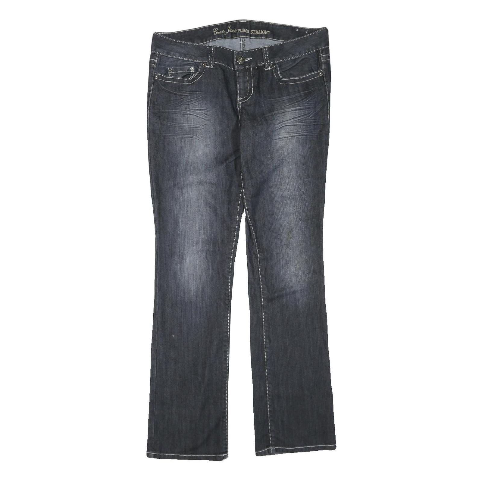 GUESS JEANS Womens Blue Regular Straight Denim Medium W36 L33 Zip Closure