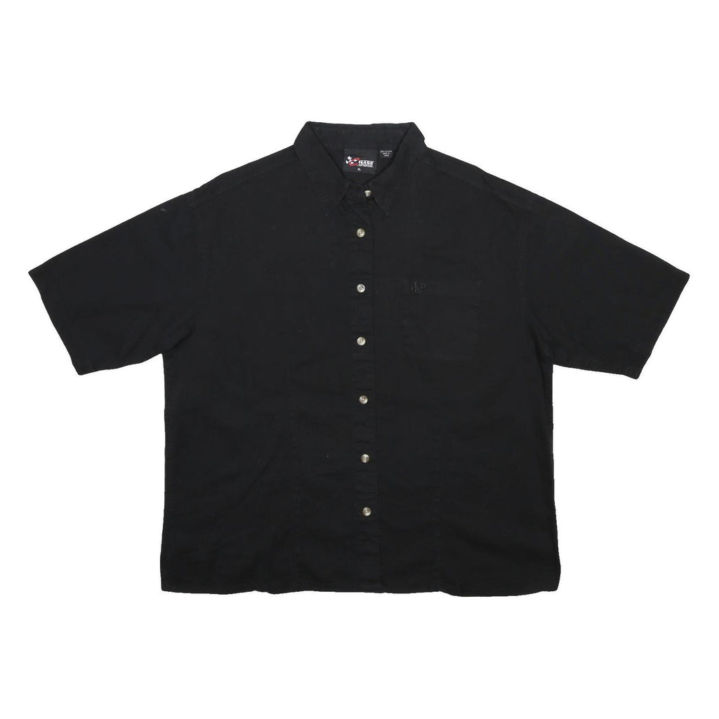 CHASE AUTHENTICS Womens Black Plain Shirt XL Button Casual Cotton Relaxed Fit