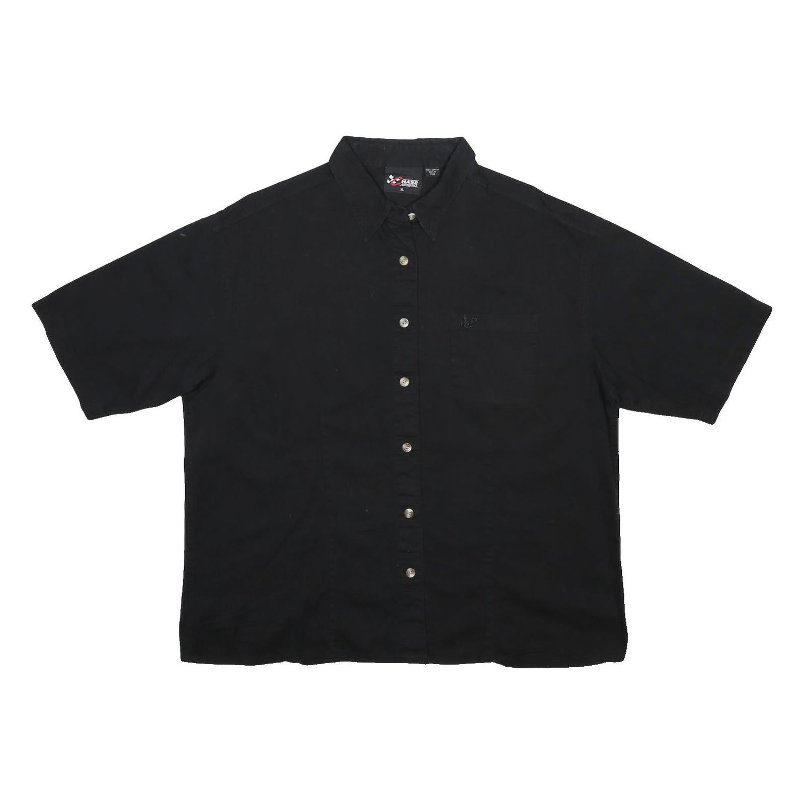 CHASE AUTHENTICS Womens Black Plain Shirt XL Button Casual Cotton Relaxed Fit