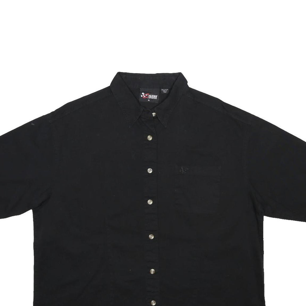 CHASE AUTHENTICS Womens Black Plain Shirt XL Button Casual Cotton Relaxed Fit