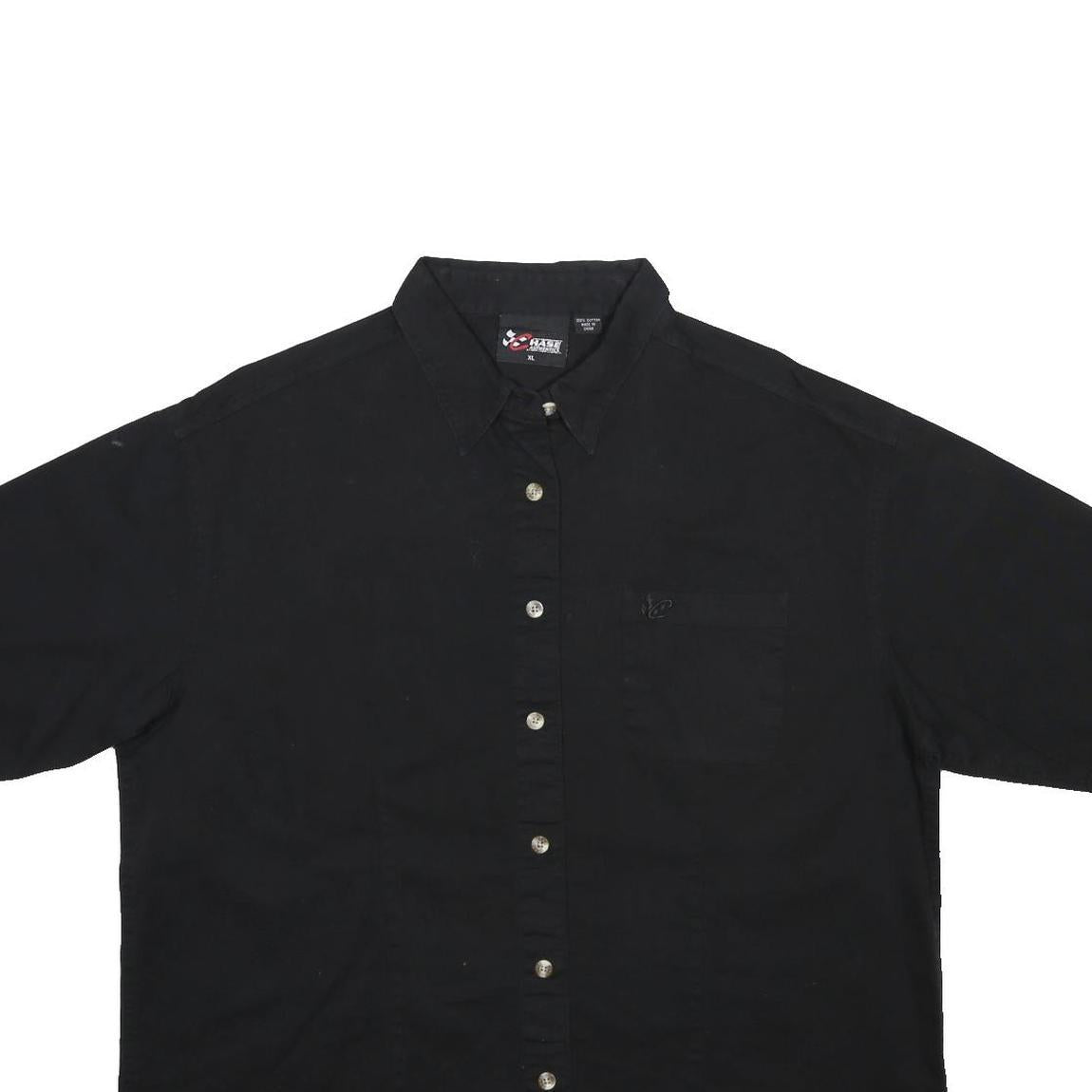 CHASE AUTHENTICS Womens Black Plain Shirt XL Button Casual Cotton Relaxed Fit