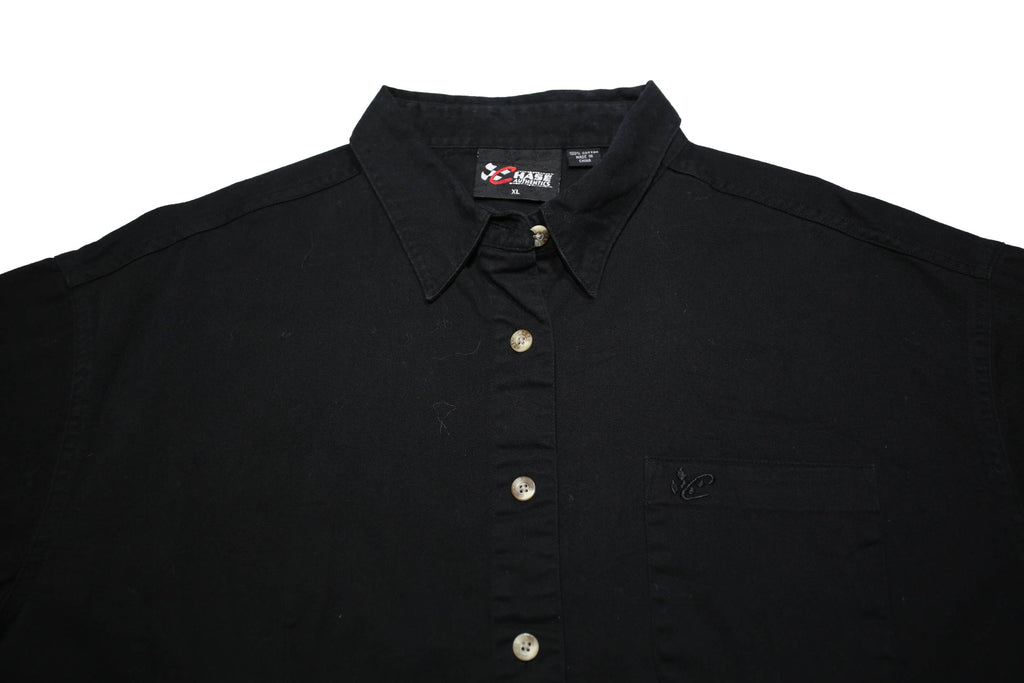 CHASE AUTHENTICS Womens Black Plain Shirt XL Button Casual Cotton Relaxed Fit