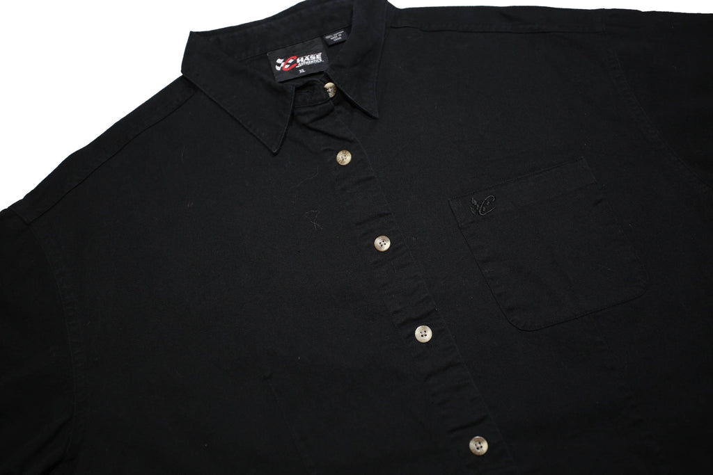 CHASE AUTHENTICS Womens Black Plain Shirt XL Button Casual Cotton Relaxed Fit
