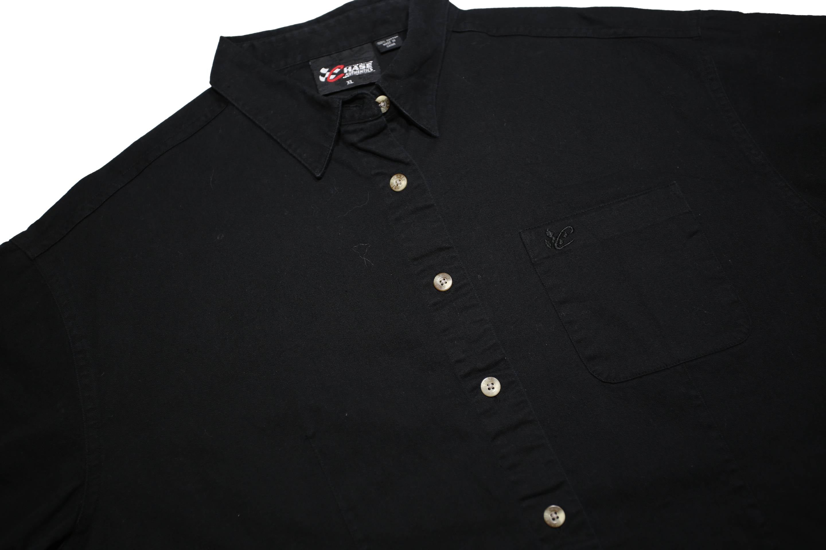 CHASE AUTHENTICS Womens Black Plain Shirt XL Button Casual Cotton Relaxed Fit
