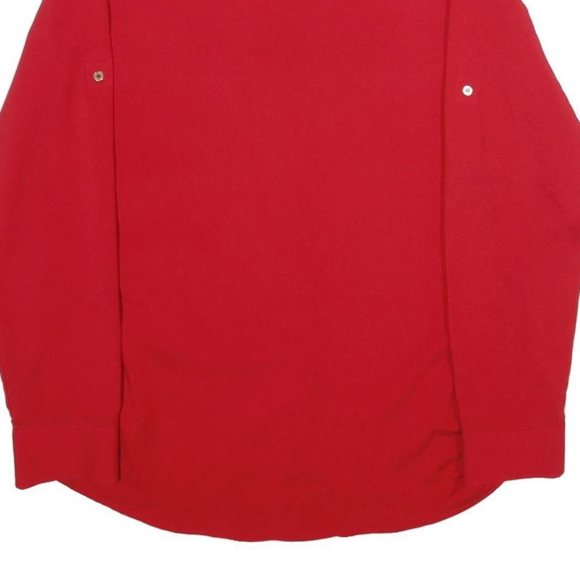 CALVIN KLEIN Womens Red Basic Long Sleeve Button Neck Top S Zipper Pockets