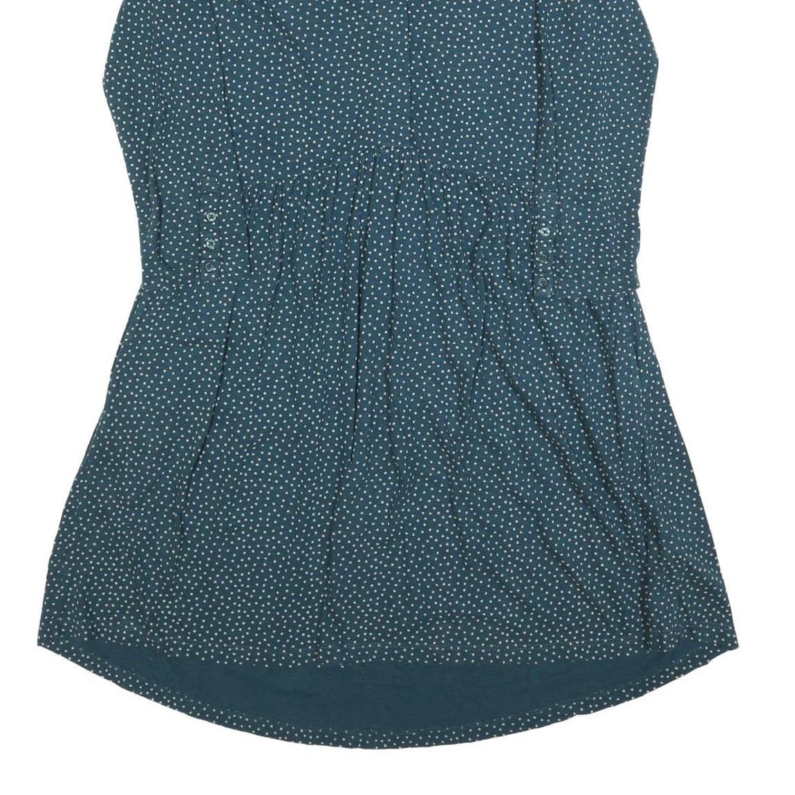 FAT FACE Womens Blue & White Polka Dot Day Dress Cotton Blend Long Sleeve UK 10