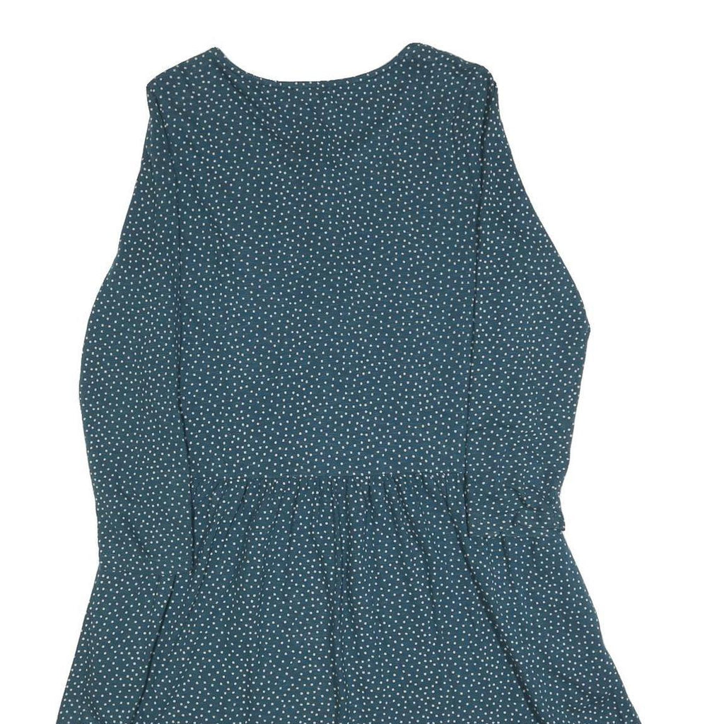 FAT FACE Womens Blue & White Polka Dot Day Dress Cotton Blend Long Sleeve UK 10