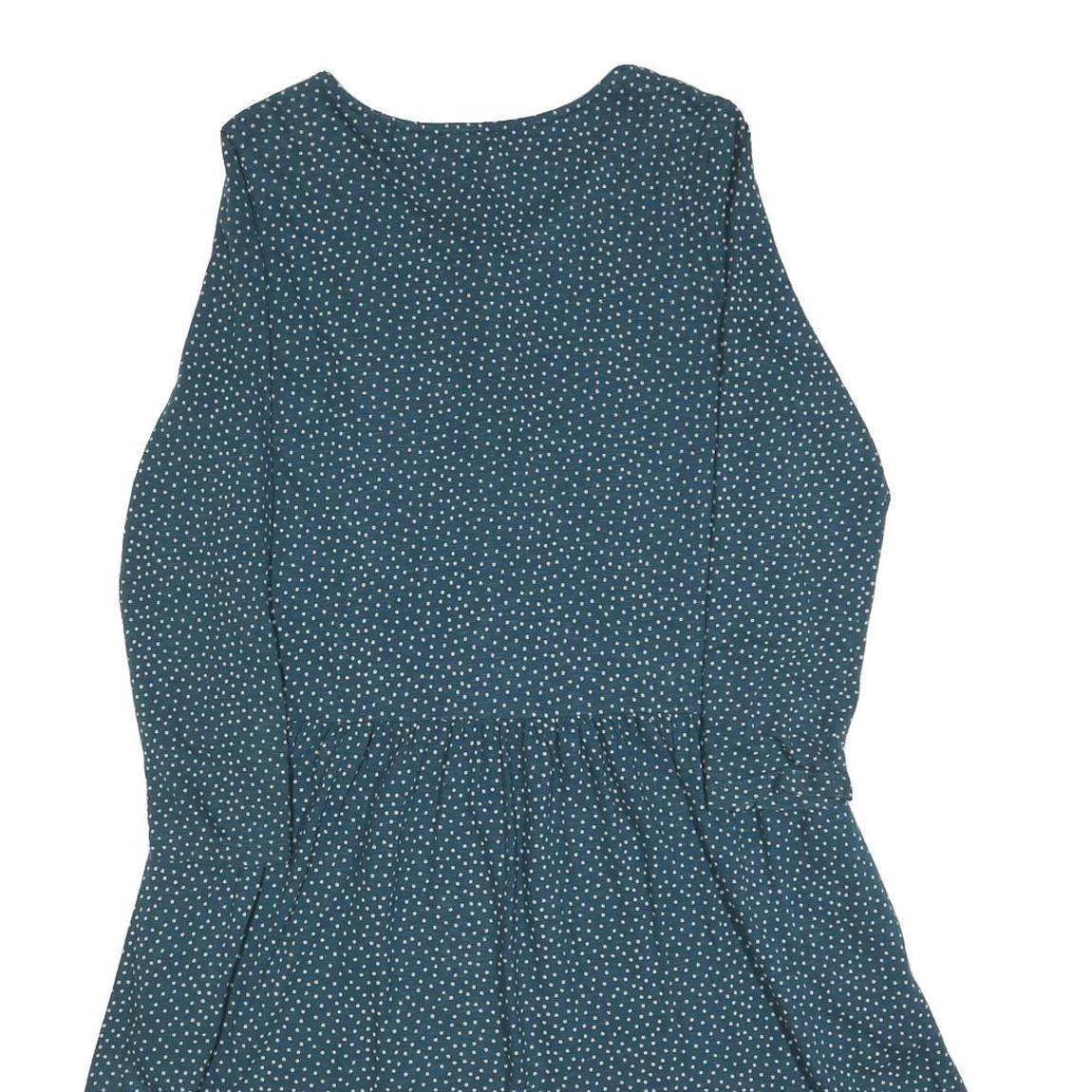 FAT FACE Womens Blue & White Polka Dot Day Dress Cotton Blend Long Sleeve UK 10