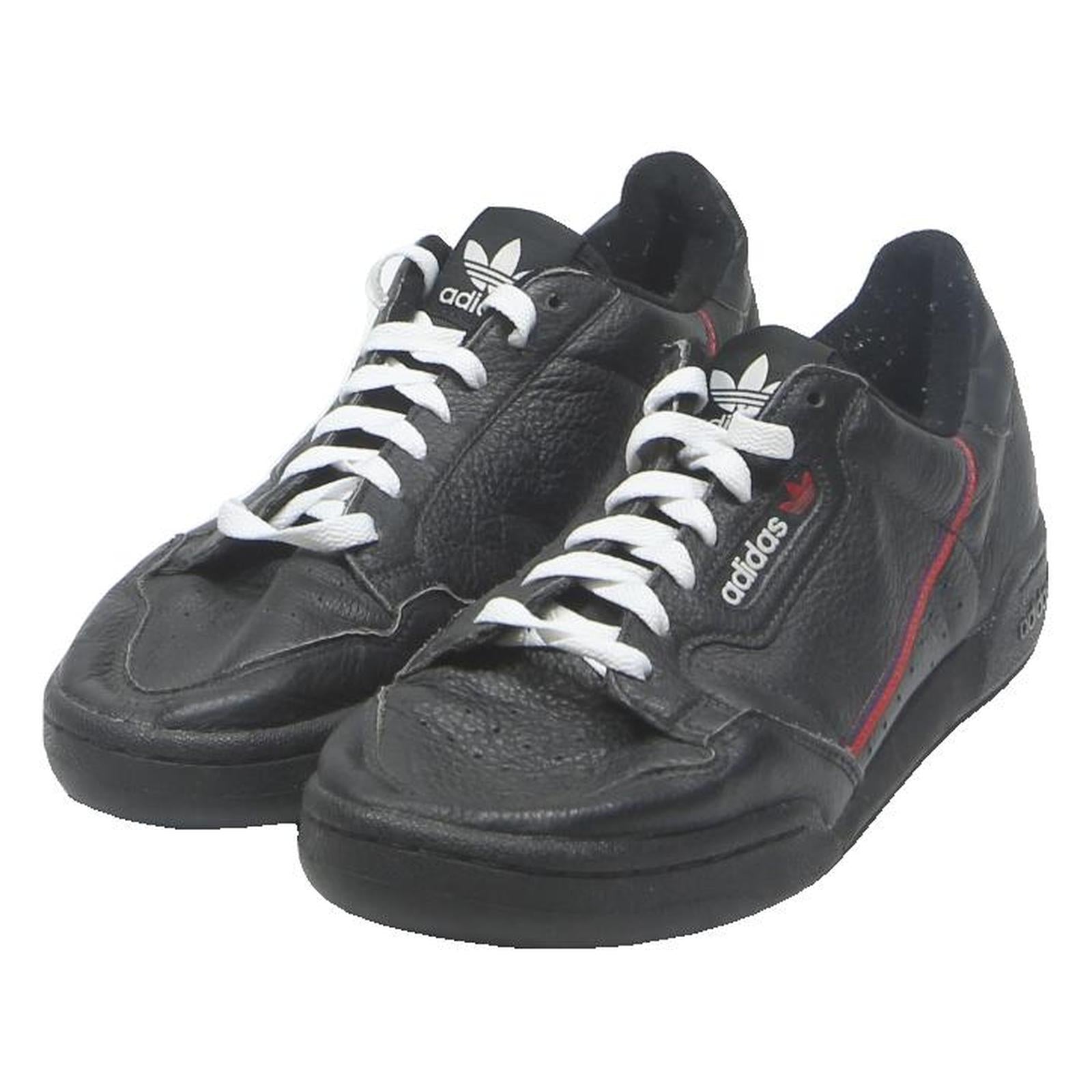 ADIDAS Continental 80 Mens Lace-Up Trainers Black Leather UK 10.5 Retro Casual