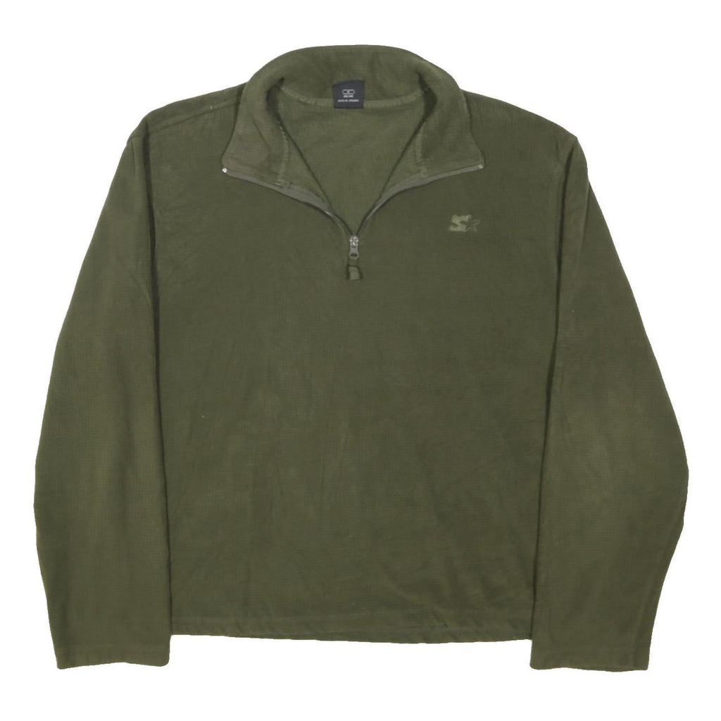 STARTER Mens Green Pullover Plain Crew Neck Basic Knit Jumper L Polyester Blend
