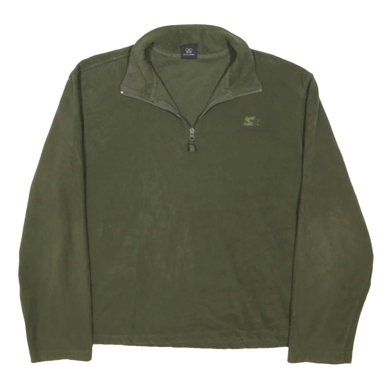 STARTER Mens Green Pullover Plain Crew Neck Basic Knit Jumper L Polyester Blend
