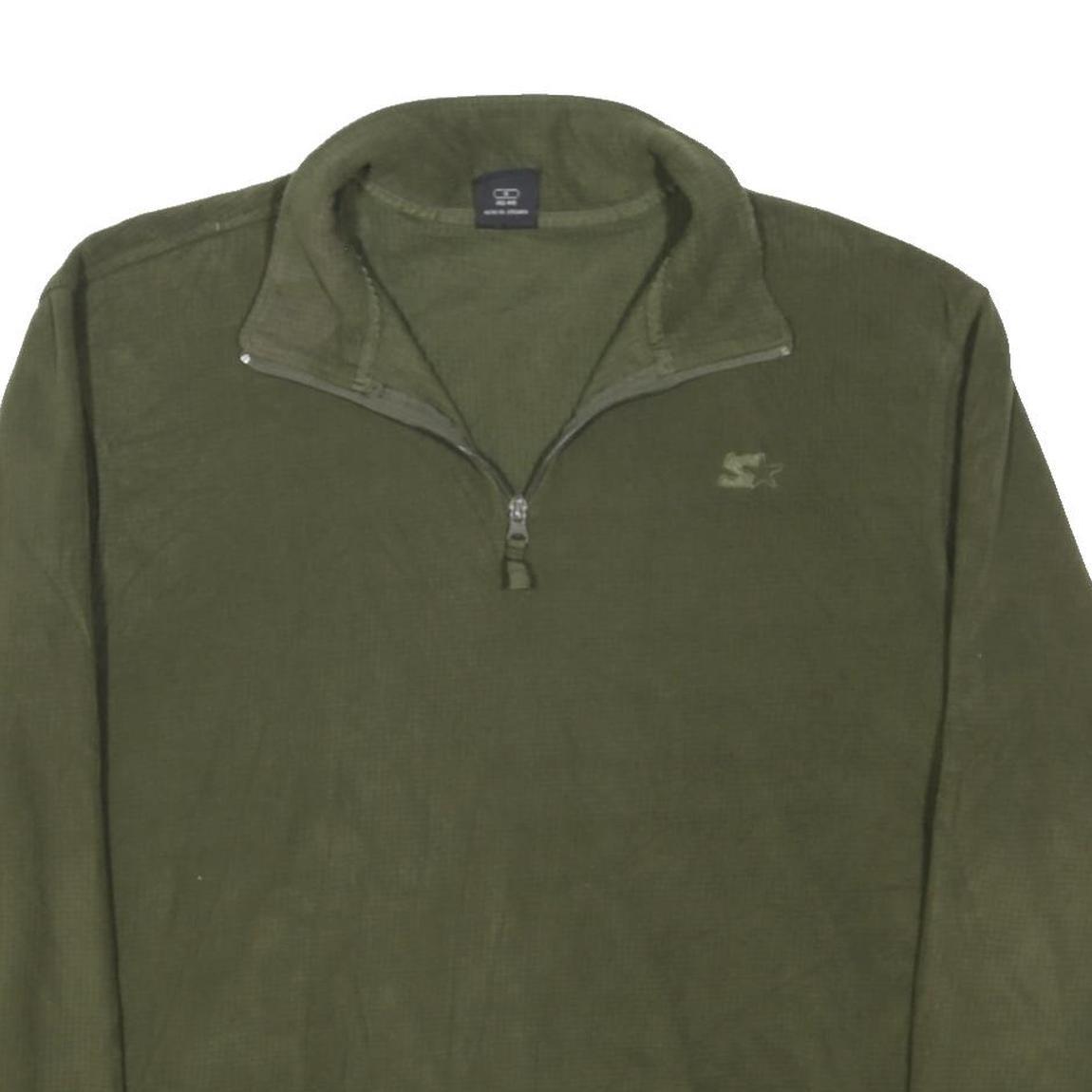 STARTER Mens Green Pullover Plain Crew Neck Basic Knit Jumper L Polyester Blend