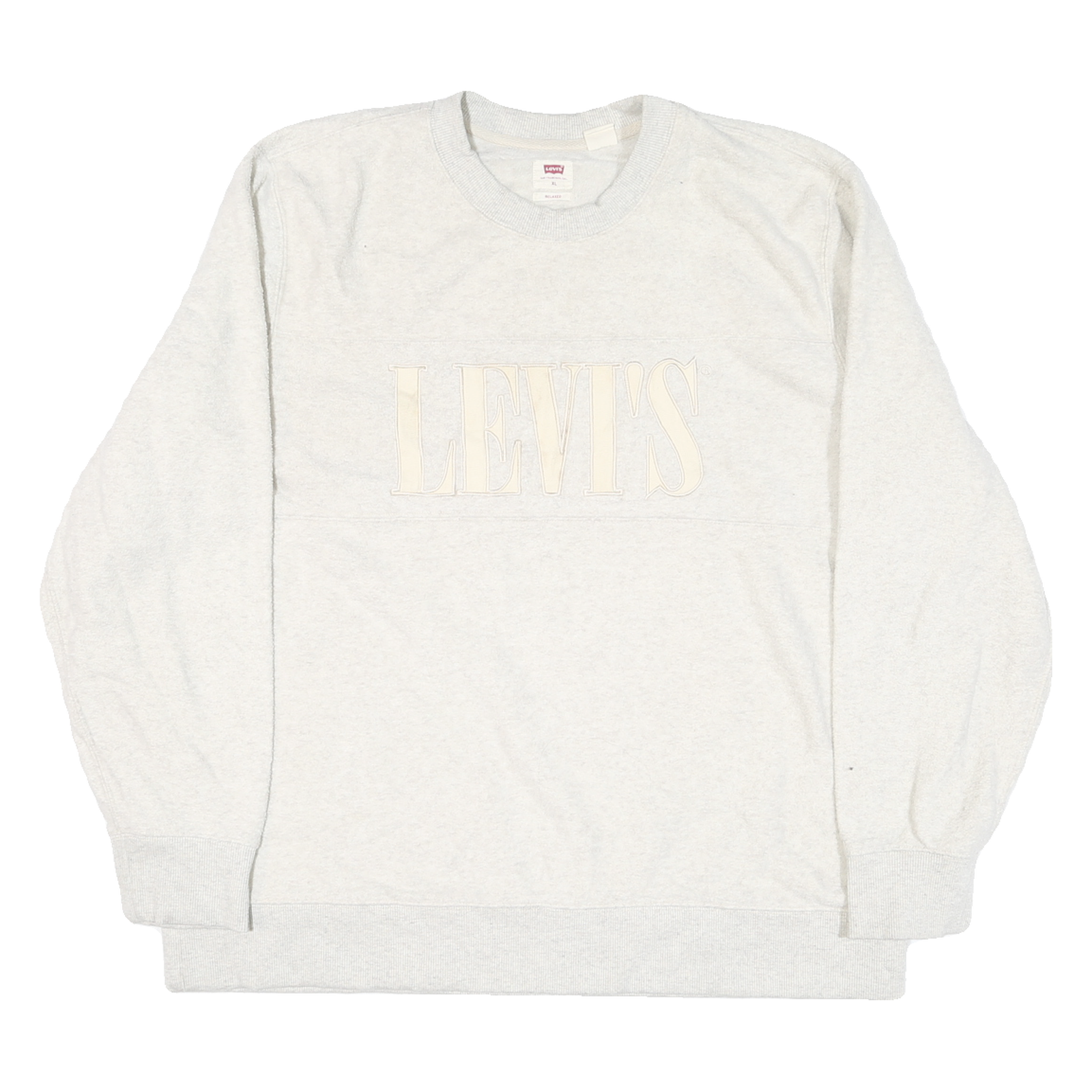 LEVI'S Womens Cream Jumper Pullover Plain Crew Neck Basic Knit XL Lightweight