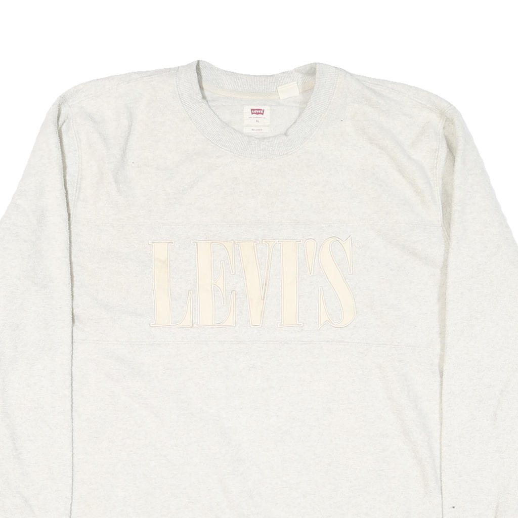 LEVI'S Womens Cream Jumper Pullover Plain Crew Neck Basic Knit XL Lightweight