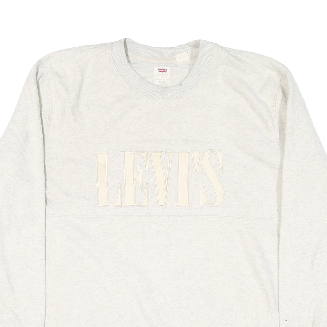 LEVI'S Womens Cream Jumper Pullover Plain Crew Neck Basic Knit XL Lightweight