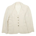 MOSCHELLA Womens Beige & Cream Checked Classic Button Jacket M Woven Tailored