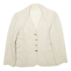 MOSCHELLA Womens Beige & Cream Checked Classic Button Jacket M Woven Tailored