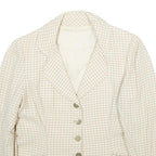 MOSCHELLA Womens Beige & Cream Checked Classic Button Jacket M Woven Tailored