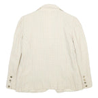 MOSCHELLA Womens Beige & Cream Checked Classic Button Jacket M Woven Tailored