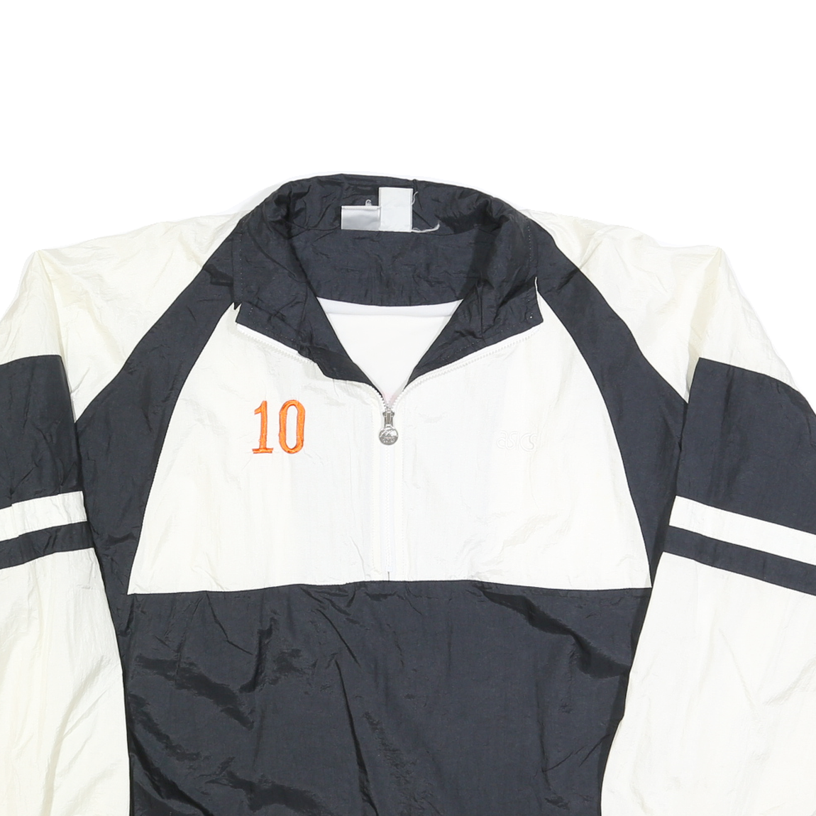 ASICS Mens Black & White Lightweight Zip Up Track Jacket L Polyester Blend
