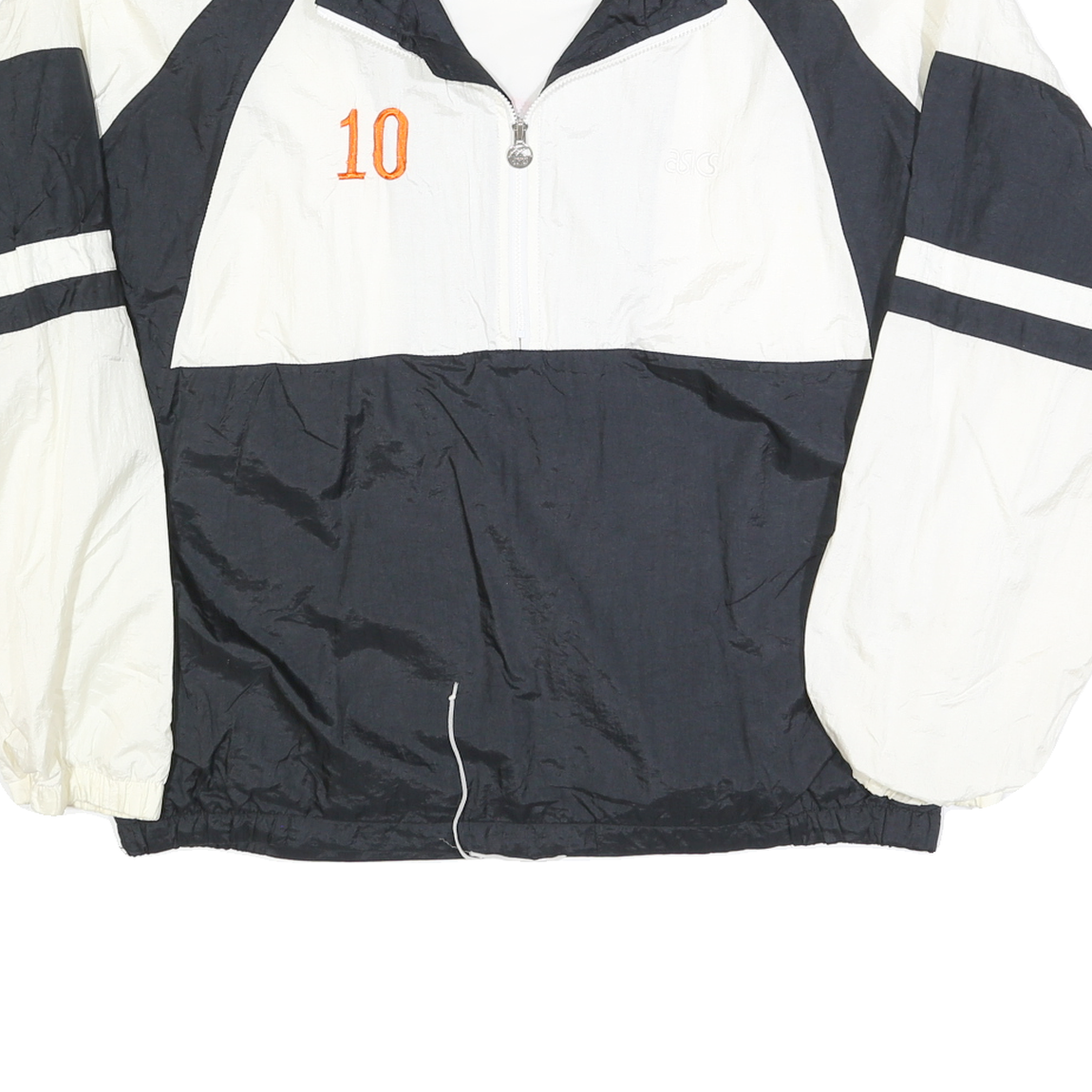 ASICS Mens Black & White Lightweight Zip Up Track Jacket L Polyester Blend