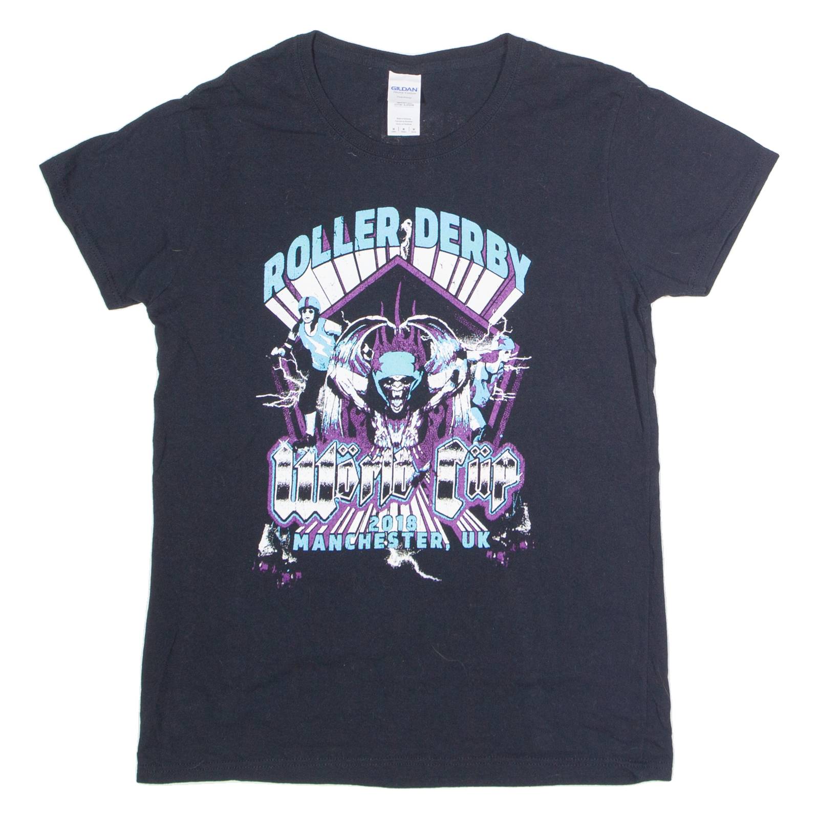 GILDAN Roller Derby World Cup 2018 Manchester Womens T-Shirt Black M