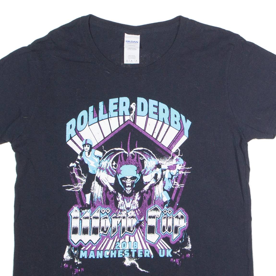 GILDAN Roller Derby World Cup 2018 Manchester Womens T-Shirt Black M
