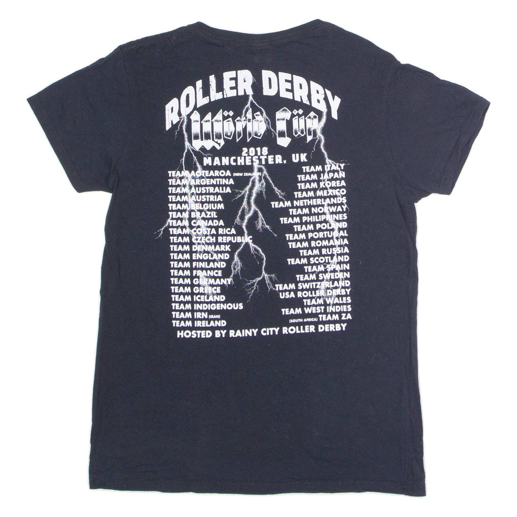GILDAN Roller Derby World Cup 2018 Manchester Womens T-Shirt Black M