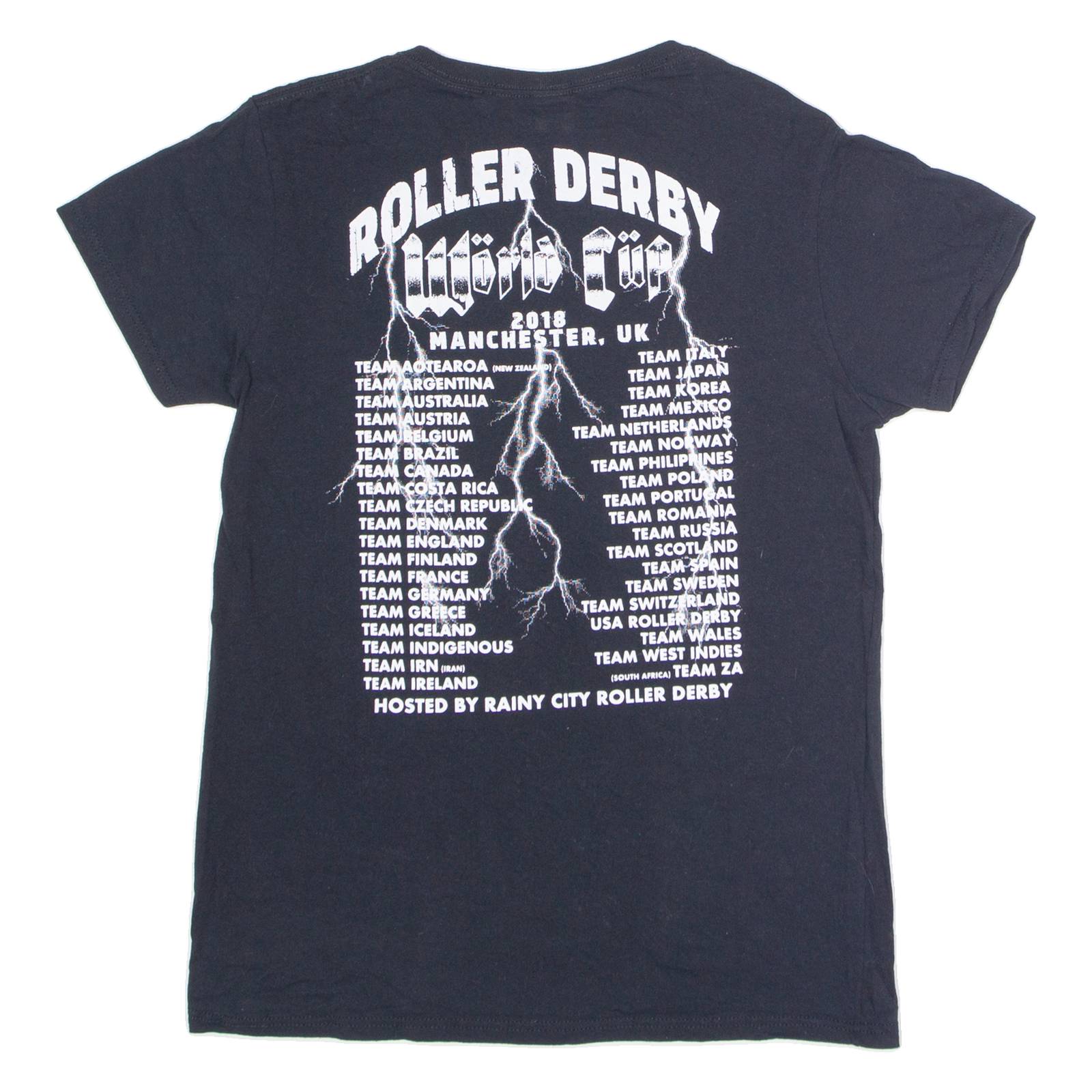 GILDAN Roller Derby World Cup 2018 Manchester Womens T-Shirt Black M