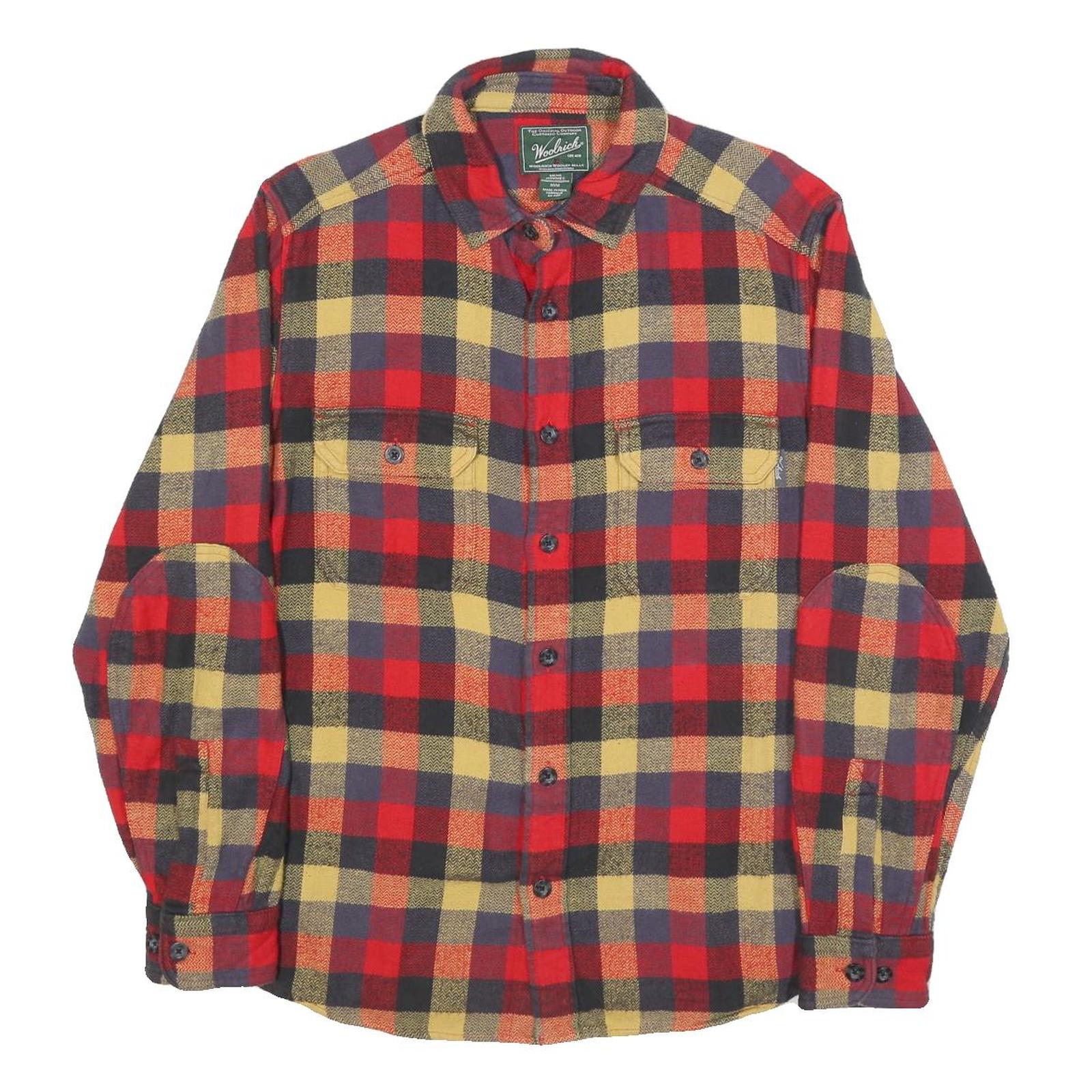 WOOLRICH Mens Red & Yellow Checked Cotton Shirt M Casual Flannel Outdoor