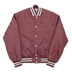 HOLLOWAY Mens Maroon & White Auburn Indians Bomber Jacket L Nylon Button Plain