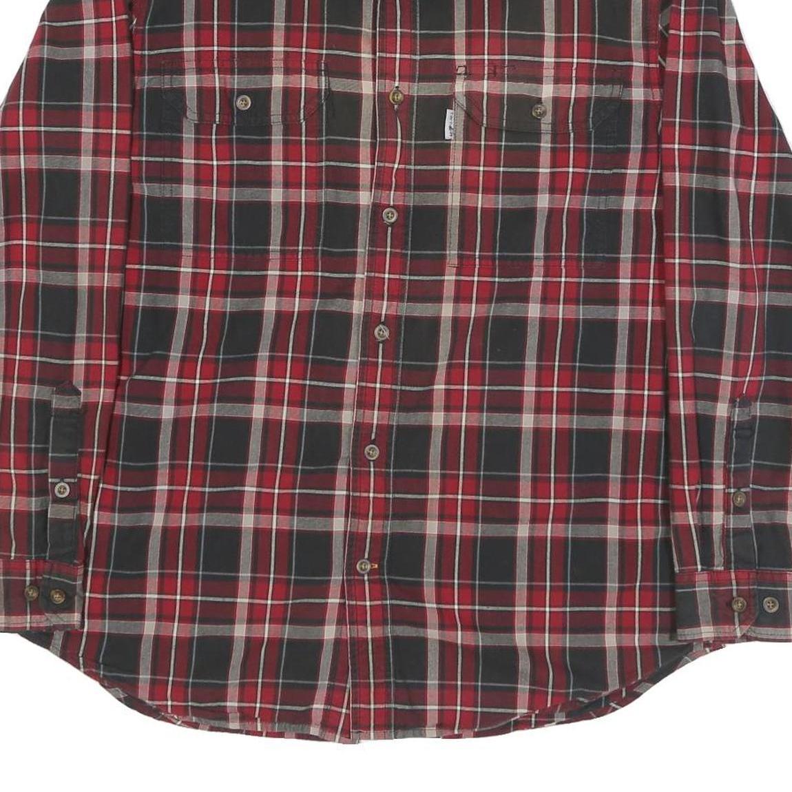 CARHARTT Mens Red & Black Check Shirt L Casual Workwear Button Down Cotton Blend