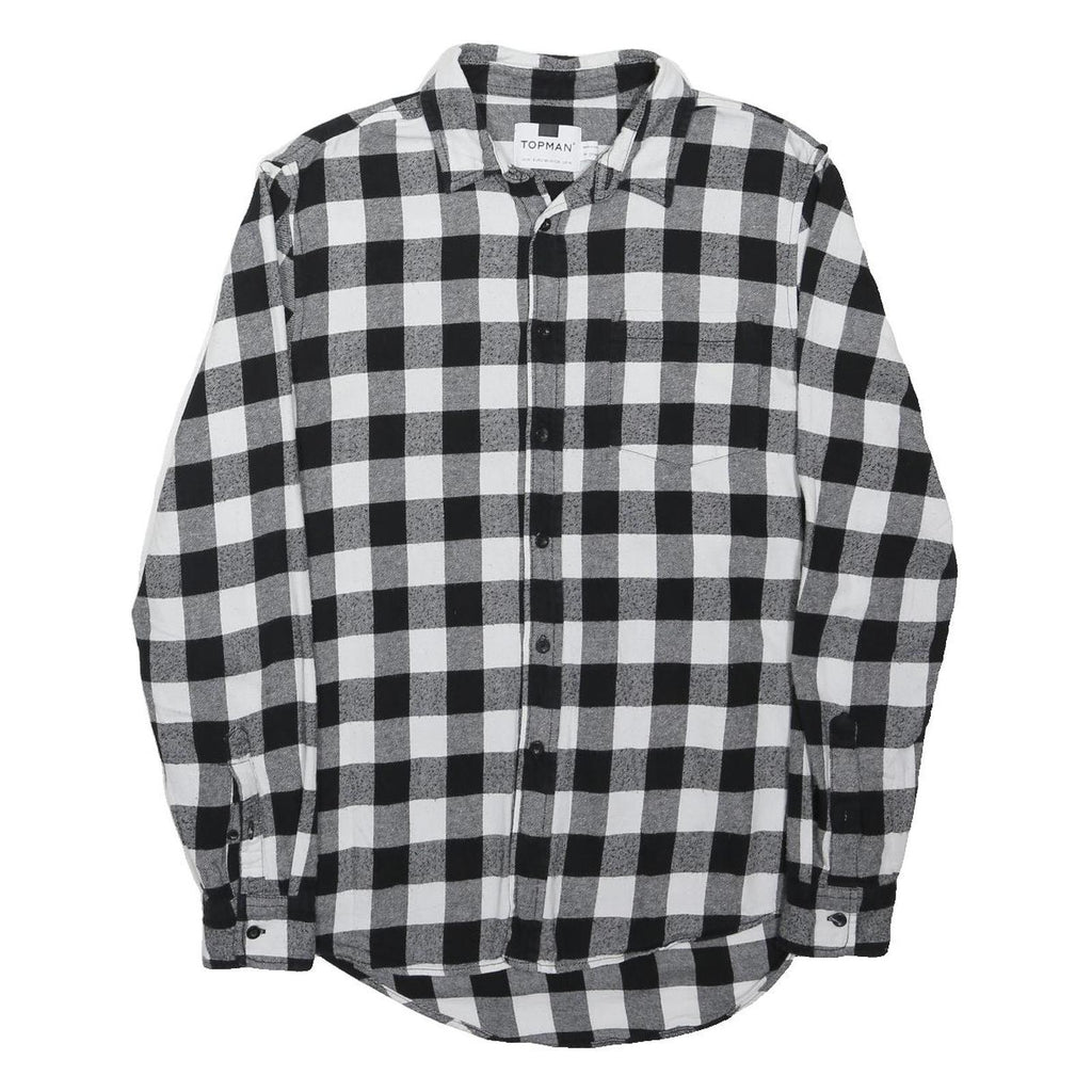 TOPMAN Mens Black & White Check Shirt M Cotton Blend Casual Long Sleeve