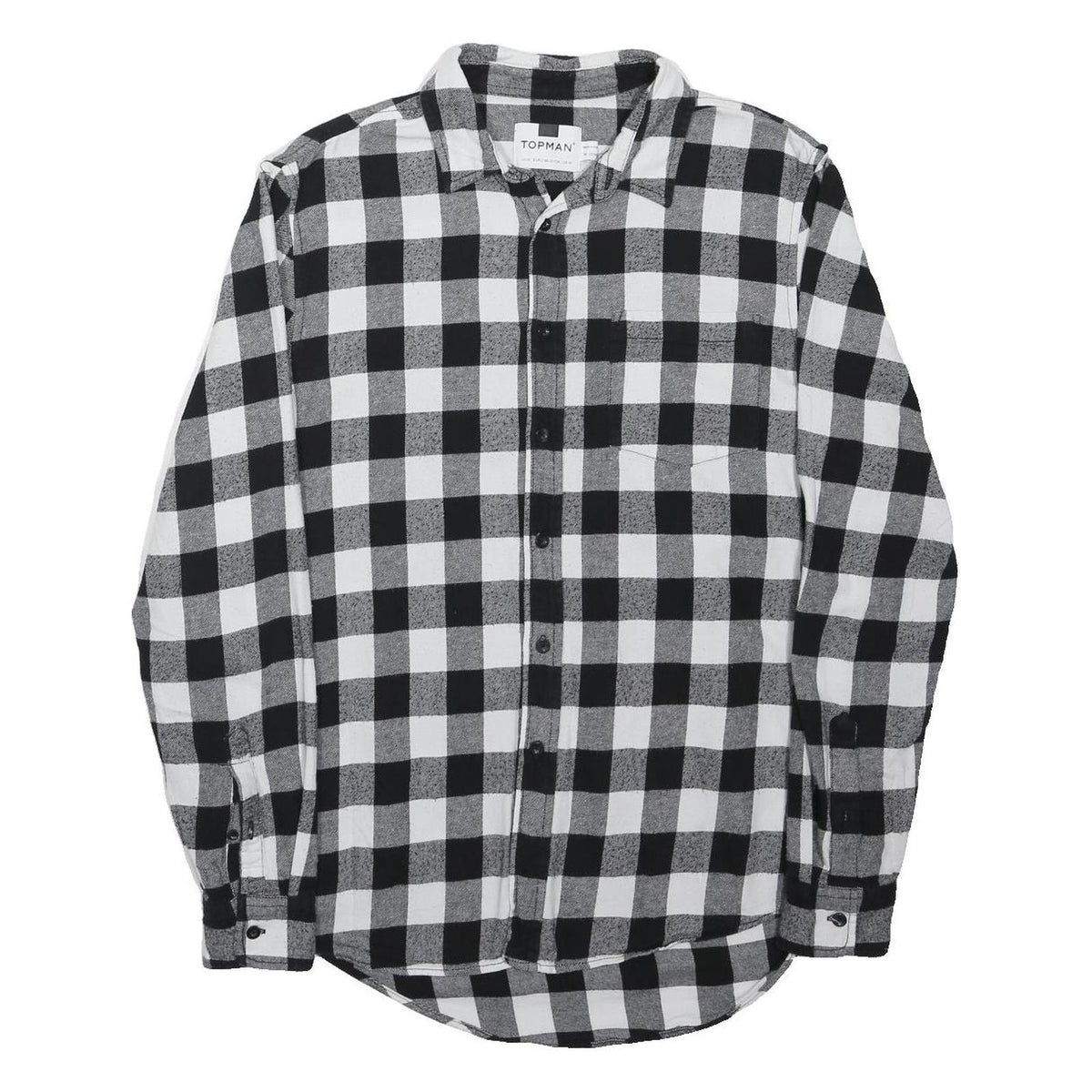 TOPMAN Mens Black & White Check Shirt M Cotton Blend Casual Long Sleeve