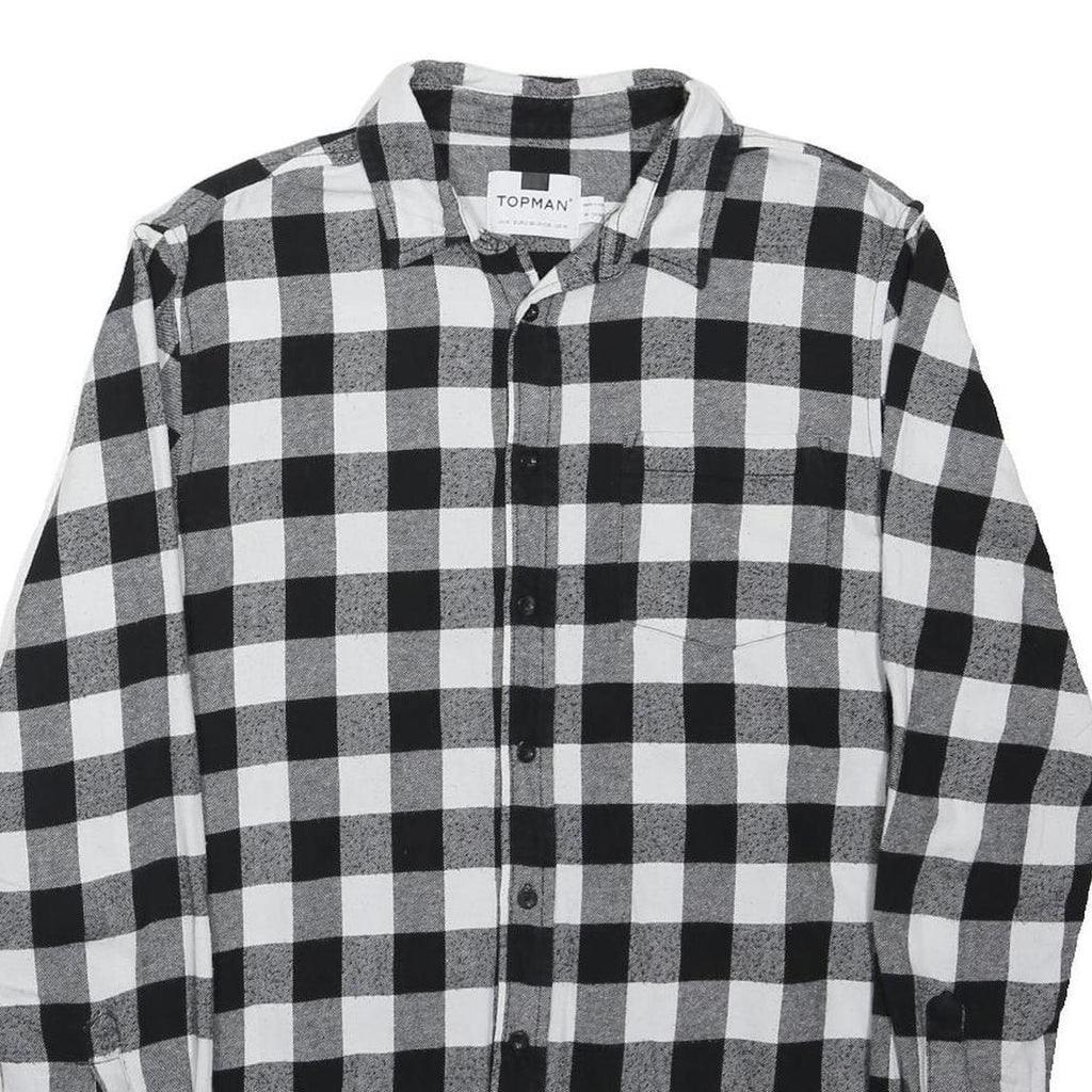 TOPMAN Mens Black & White Check Shirt M Cotton Blend Casual Long Sleeve