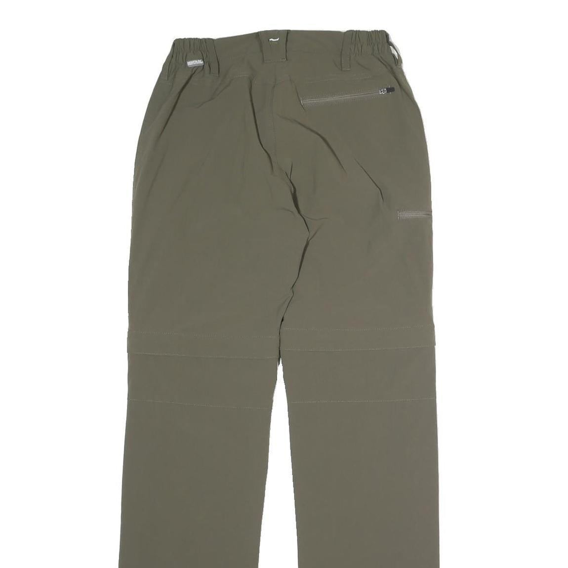 REGATTA Womens Polyester Green Regular Zip Trousers W25 L30 Outdoor Hiking