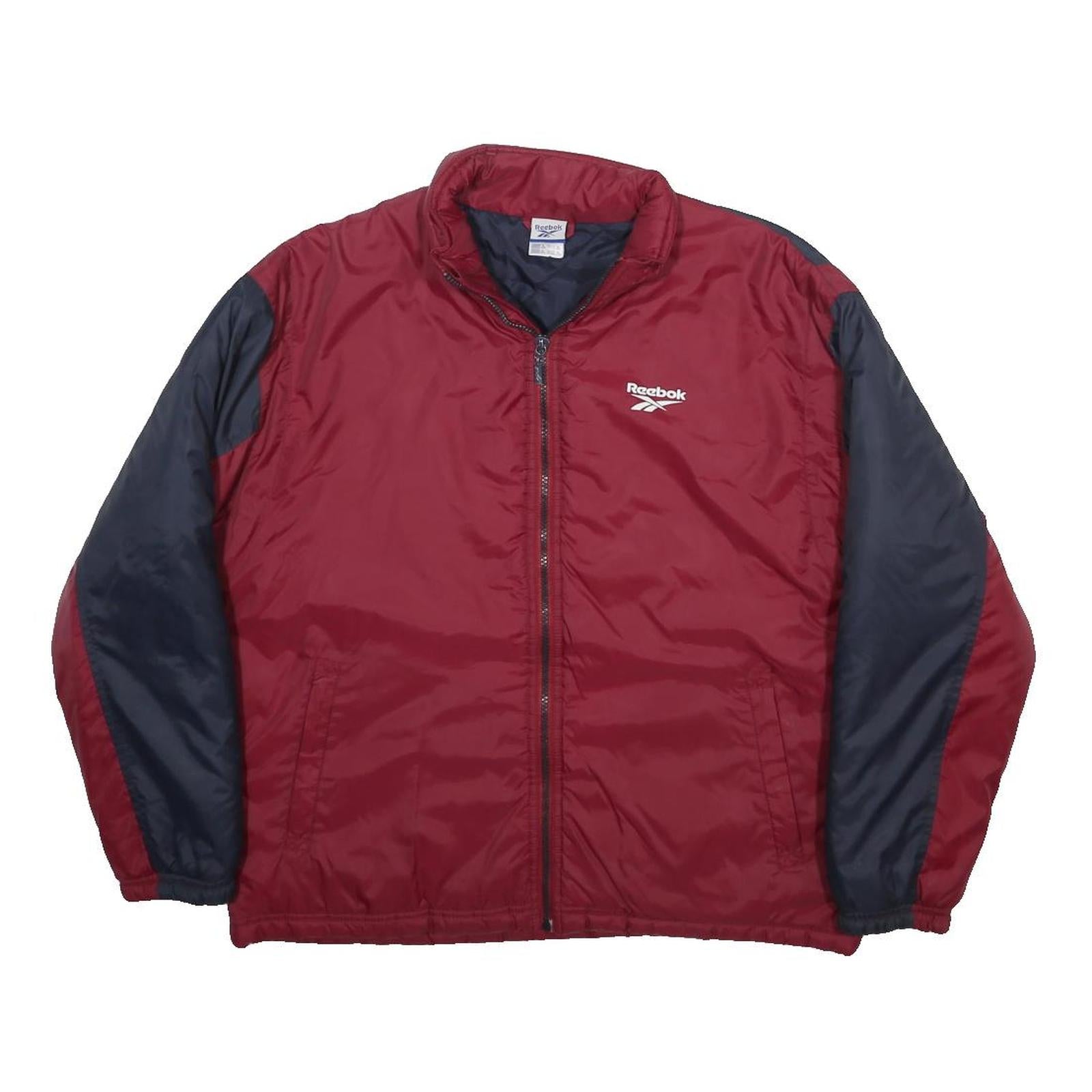 REEBOK Boys Maroon & Navy Zip Jacket XL Polyester Plain Sportswear Casual