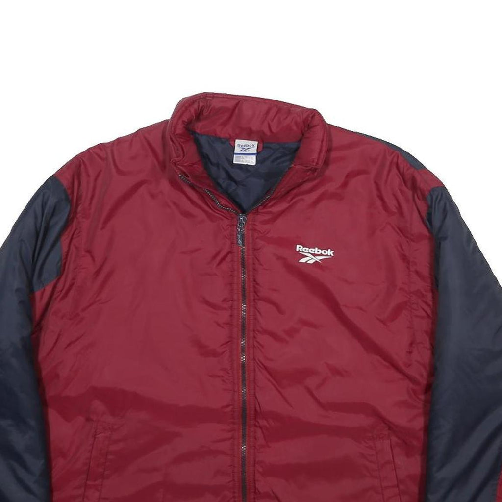 REEBOK Boys Maroon & Navy Zip Jacket XL Polyester Plain Sportswear Casual