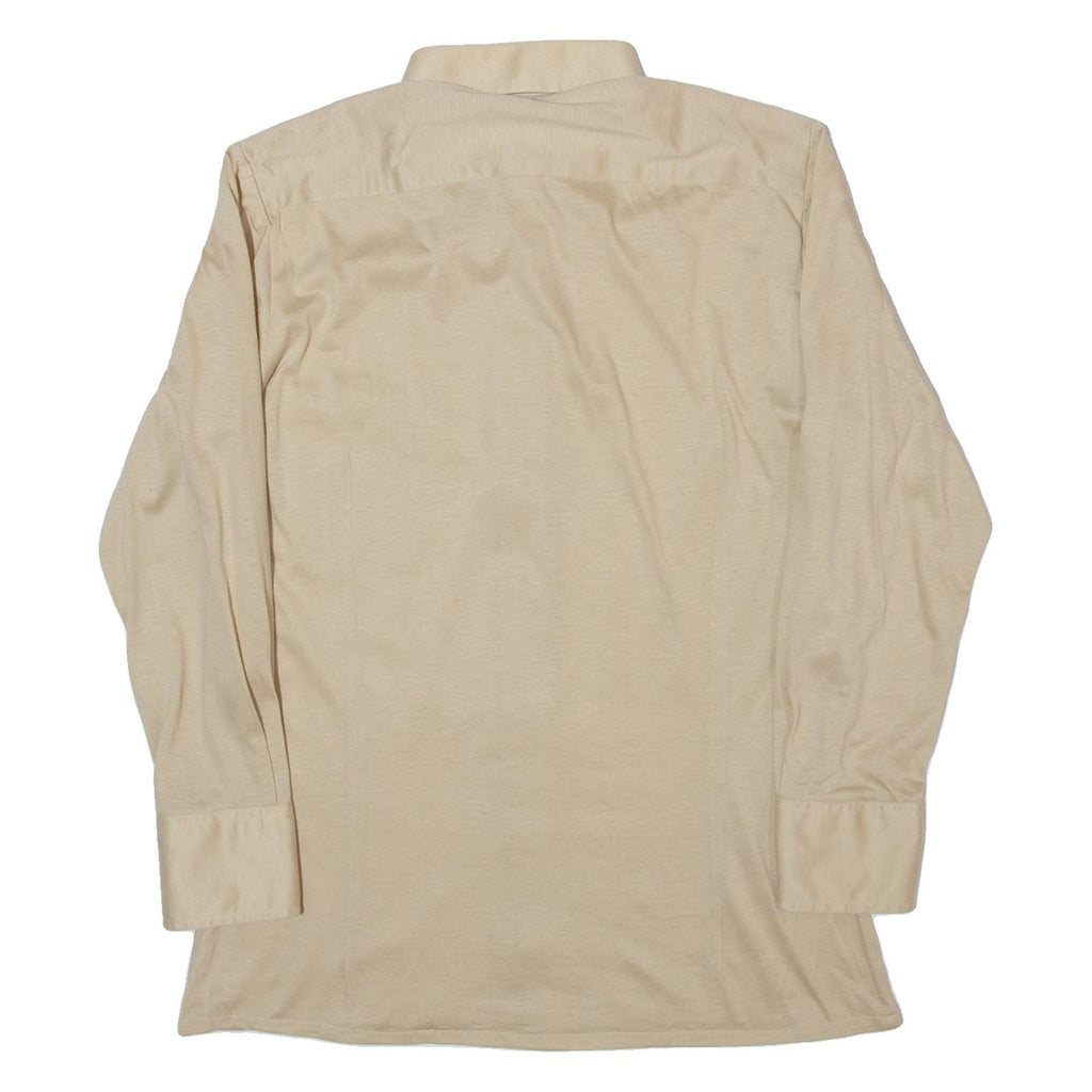 L. HUBSCHER Mens Plain Shirt Beige Long Sleeve S