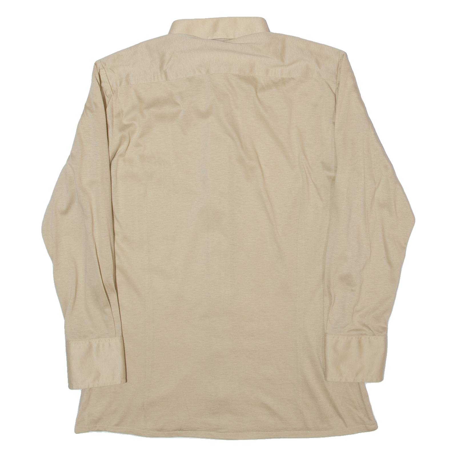 L. HUBSCHER Mens Plain Shirt Beige Long Sleeve S