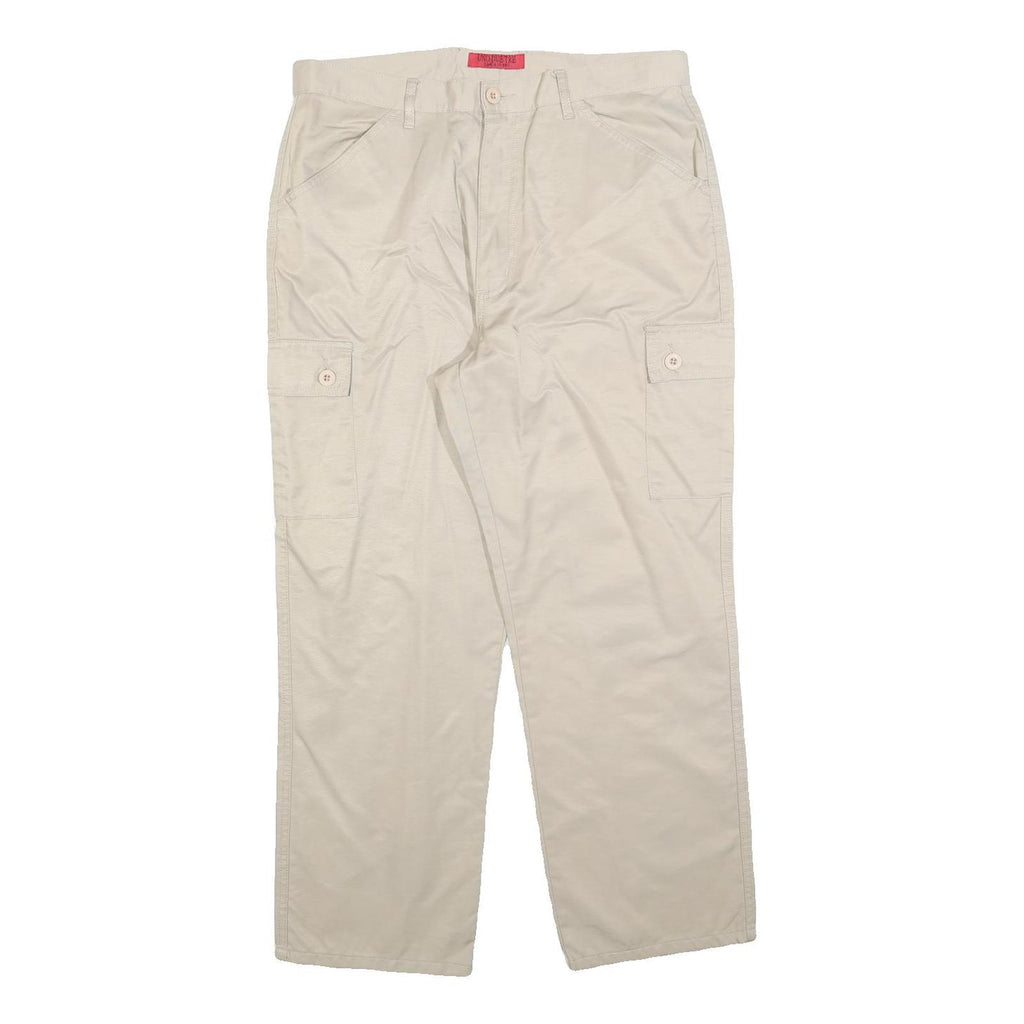 UNO DUE TRE Womens Regular Beige Polyester Blend Cargo Trousers W34 L27 Button