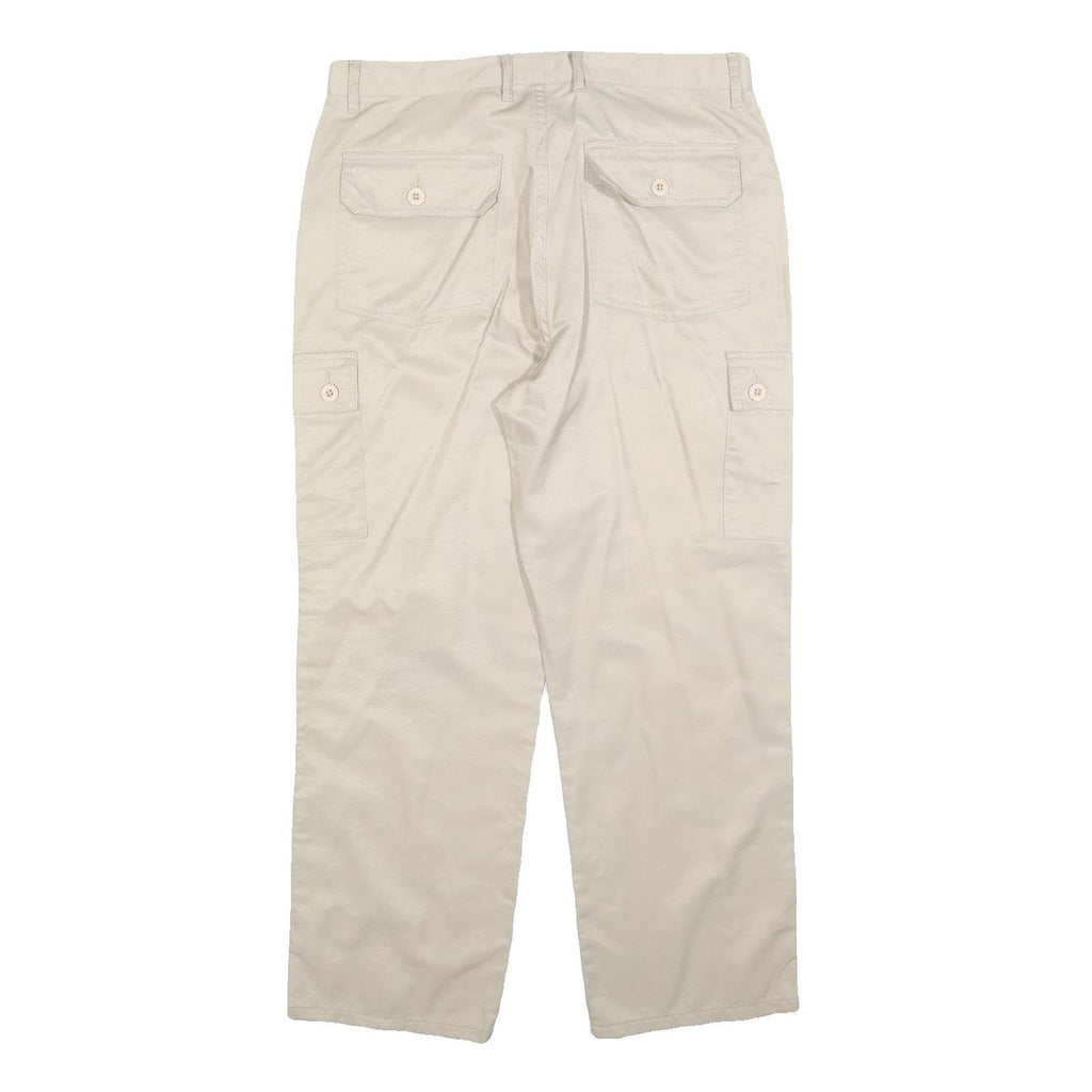 UNO DUE TRE Womens Regular Beige Polyester Blend Cargo Trousers W34 L27 Button