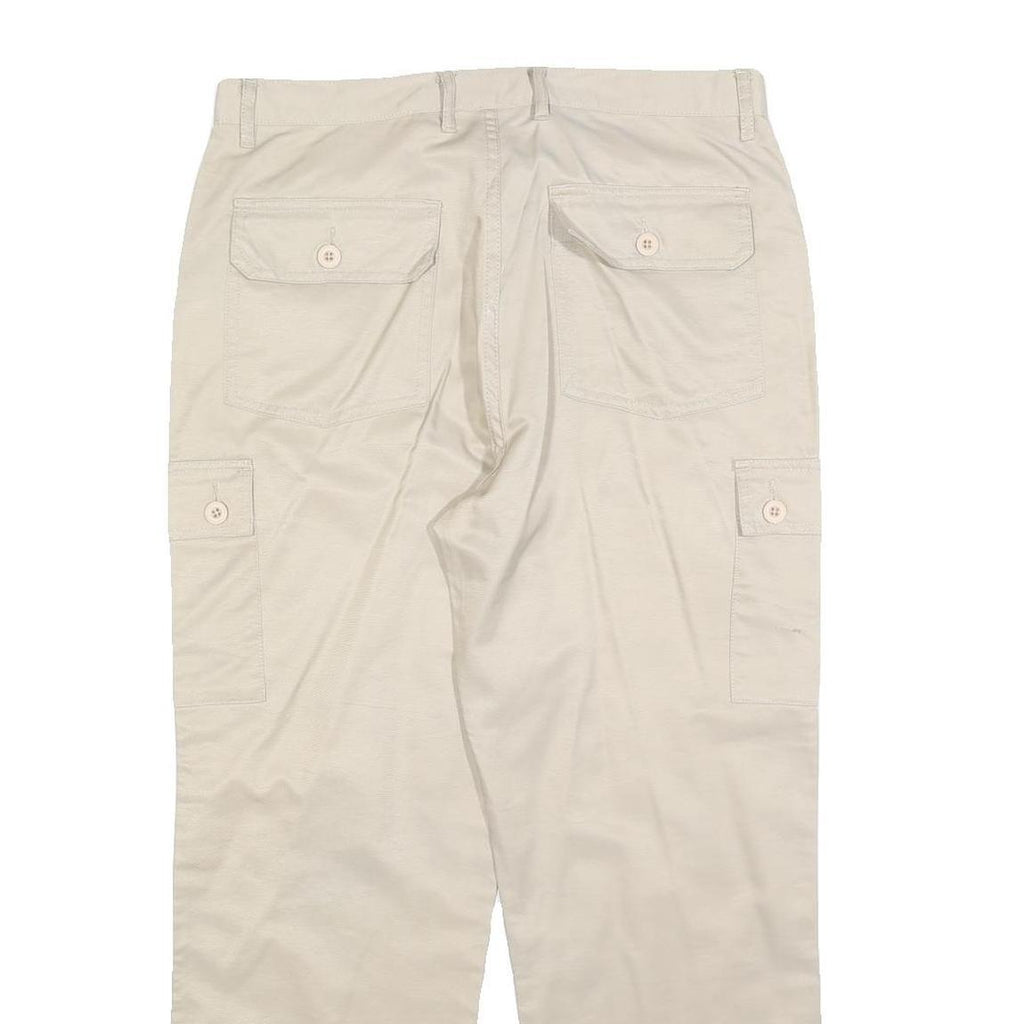 UNO DUE TRE Womens Regular Beige Polyester Blend Cargo Trousers W34 L27 Button