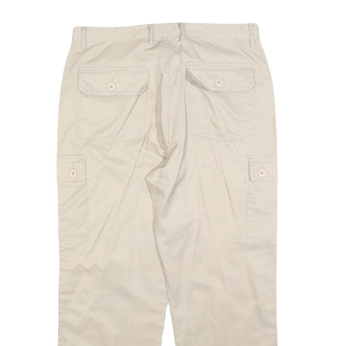 UNO DUE TRE Womens Regular Beige Polyester Blend Cargo Trousers W34 L27 Button