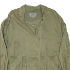 TRAFALUC Womens Green Cotton Blend Button Jacket M Plain Lightweight Casual