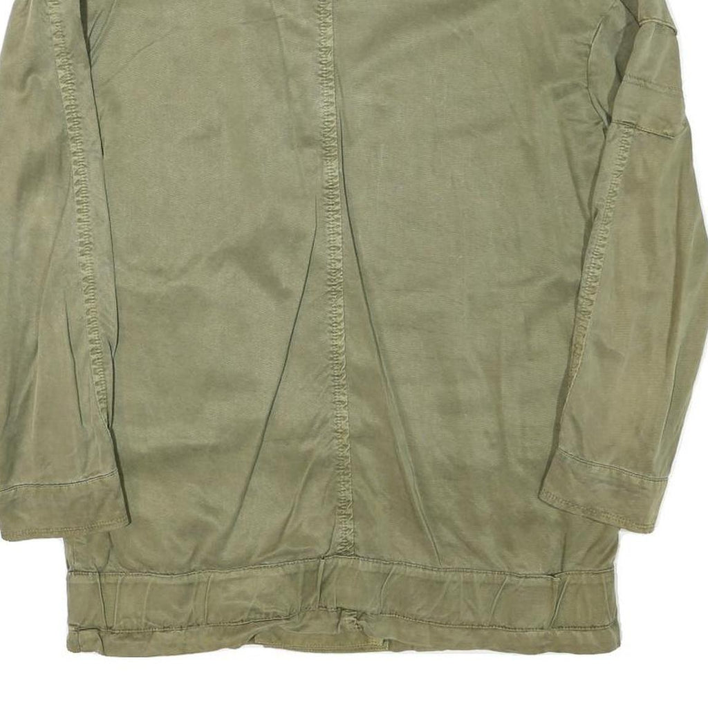 TRAFALUC Womens Green Cotton Blend Button Jacket M Plain Lightweight Casual